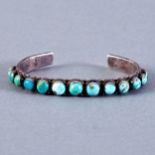 Sterling Silver and Turquoise Row Bracelet c. 1920s