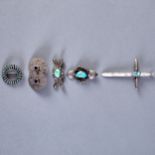 5 Native American Navajo & Plains Silver Pins and Pendants