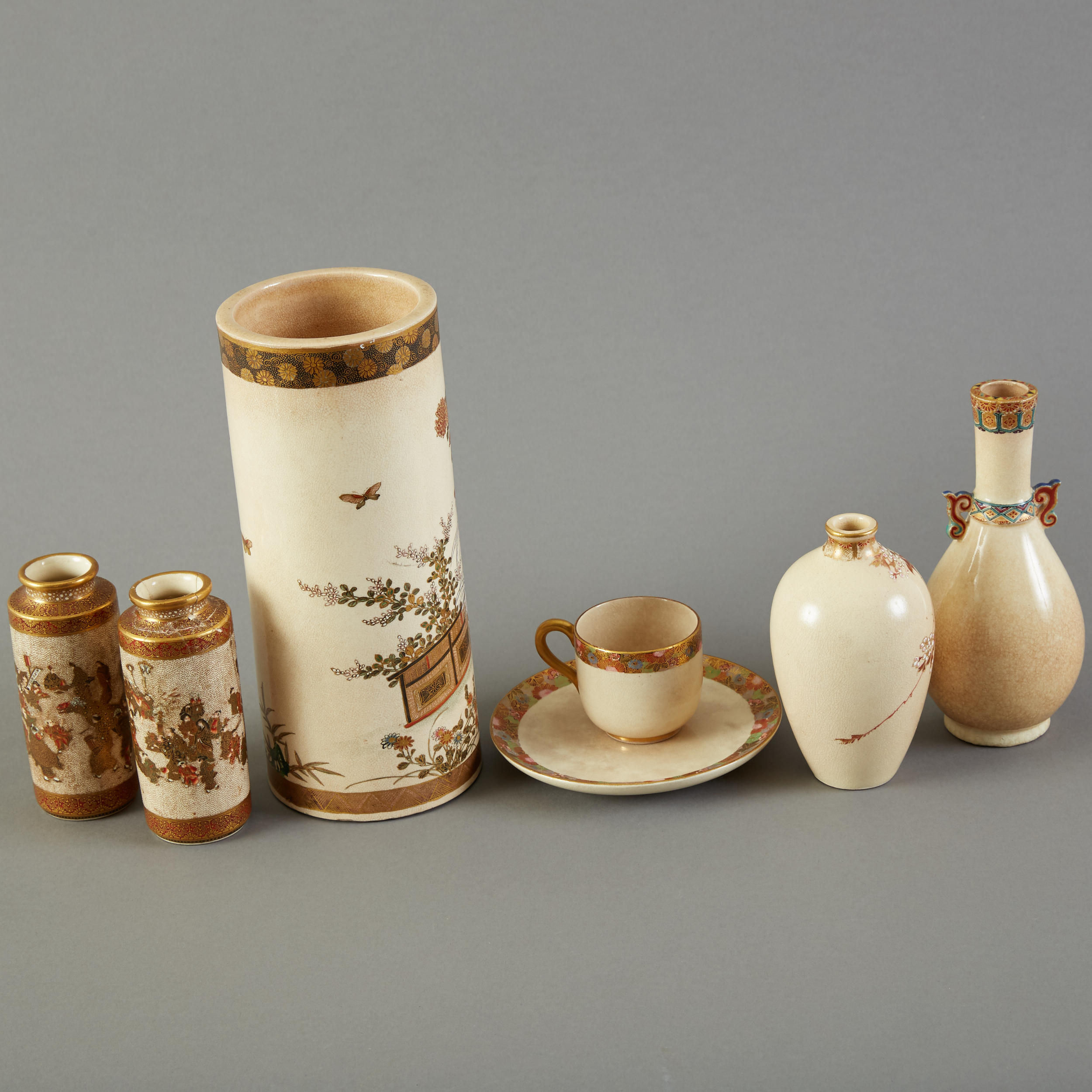 Group of Japanese Meiji Satsuma Vases and Cups - Image 4 of 7