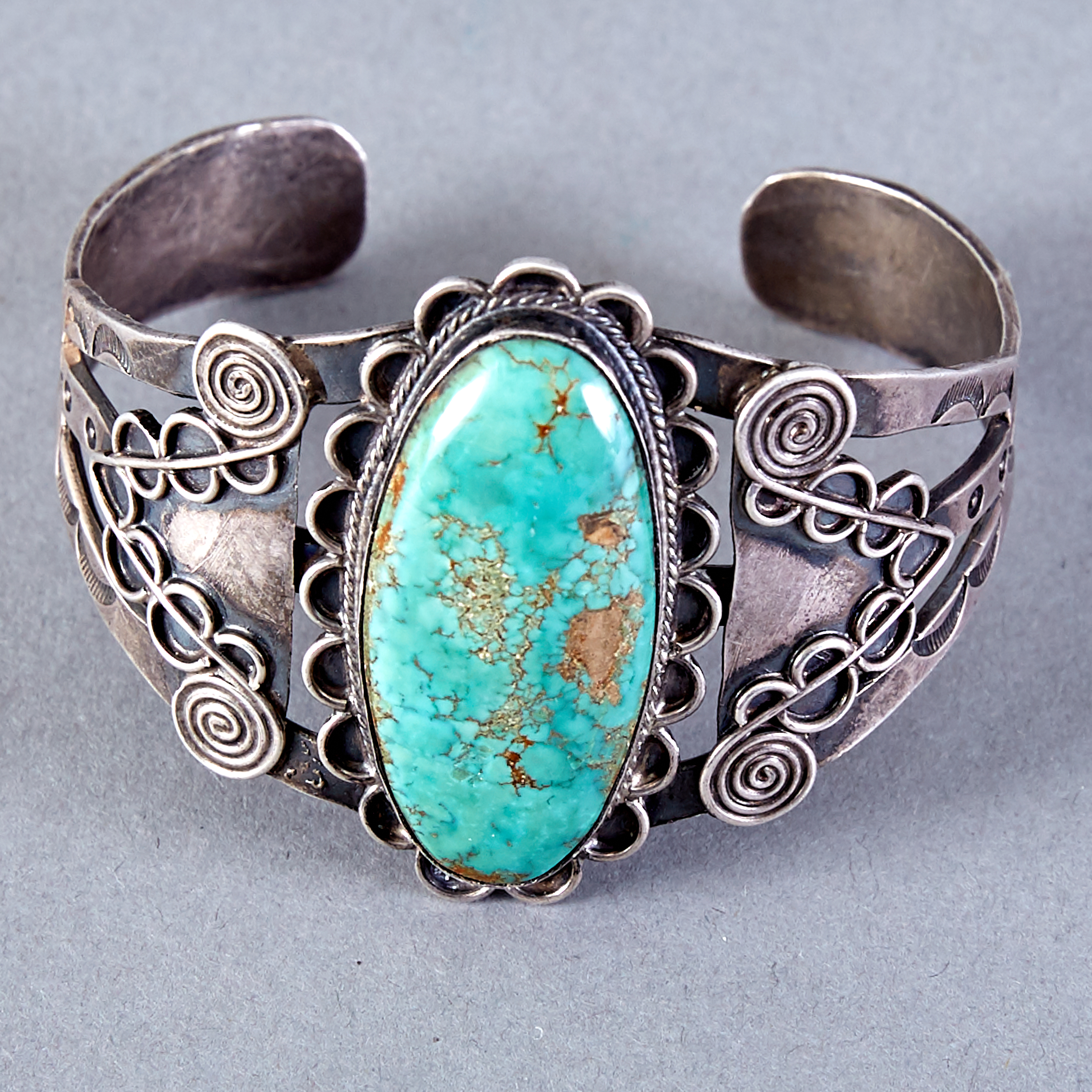 Navajo Ingot Silver and Turquoise Bracelet