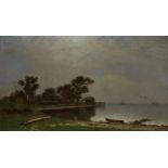 William Marple 19th c. Lake Pepin Minnesota Oil Painting