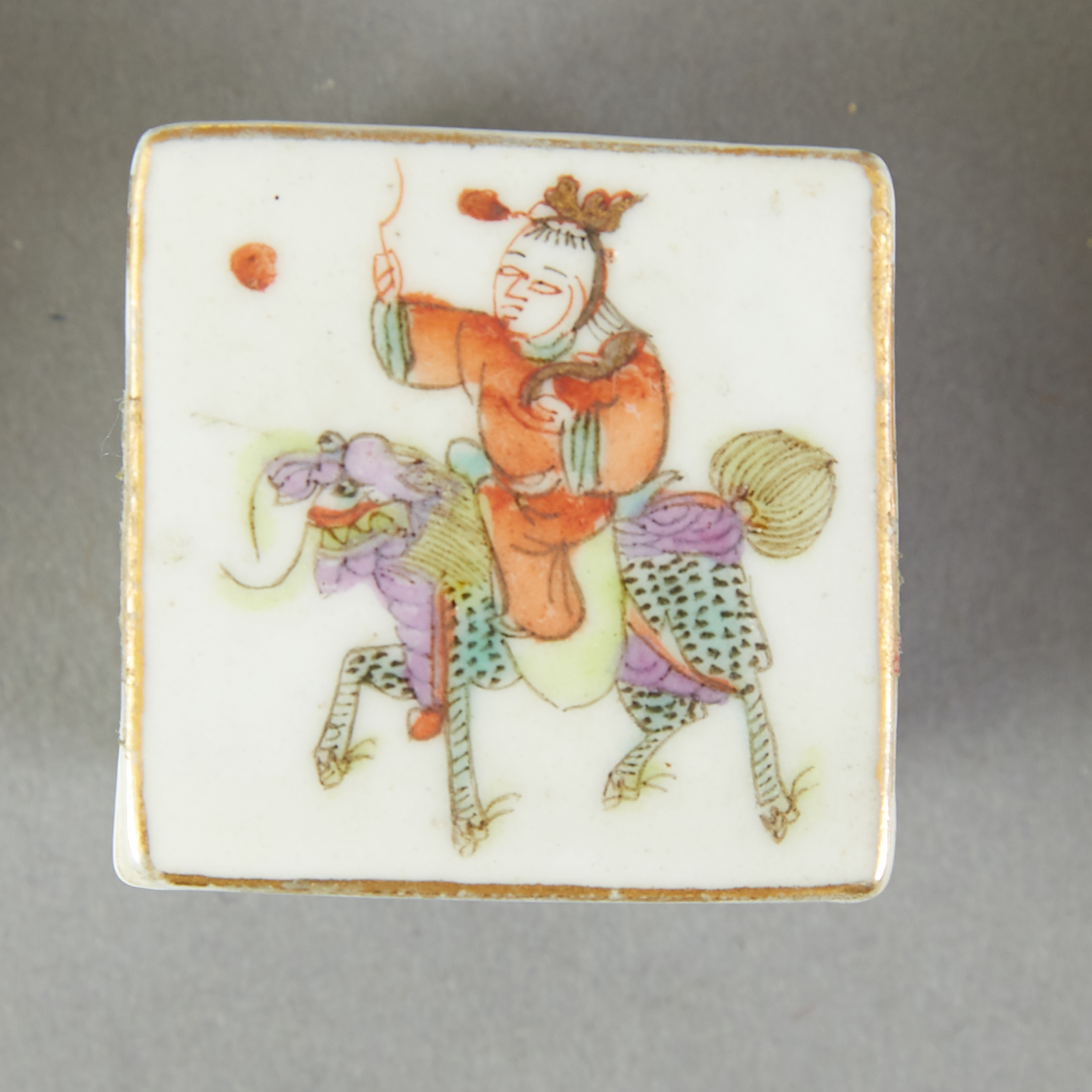 Grp 4: 19th c. Chinese Famille Rose Porcelain Plates Pill Box - Image 5 of 7