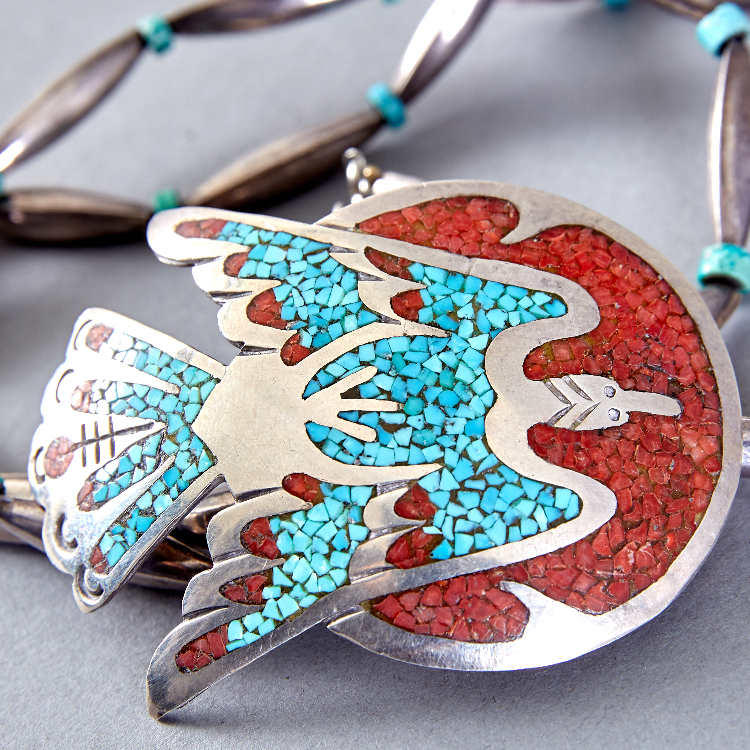 Grp: 3 Navajo & Zuni Silver & Turquoise Necklaces Tommy Singer Dishta - Image 2 of 2