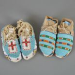 2 Pairs Late 19th c. Beaded Moccasins