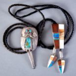 Group of 2 Navajo Bolo Ties Harold Smith Herman Secatero