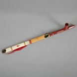 Important Northern Plains Catlinite Pipe with Quilled Stem and Horse Hair Drop