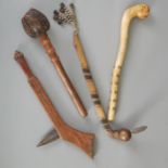 Group of 4 Ojibwe War Clubs Early 20th c.