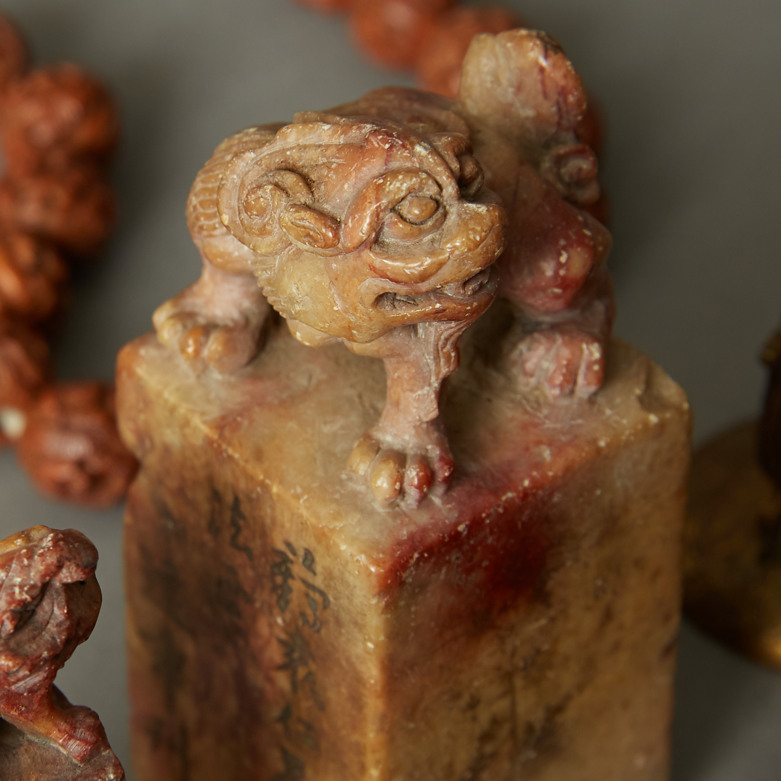 Grp of Chinese Scholars Objects; Chops, Seals, Carved Beads, Bronze Buddha - Image 4 of 5