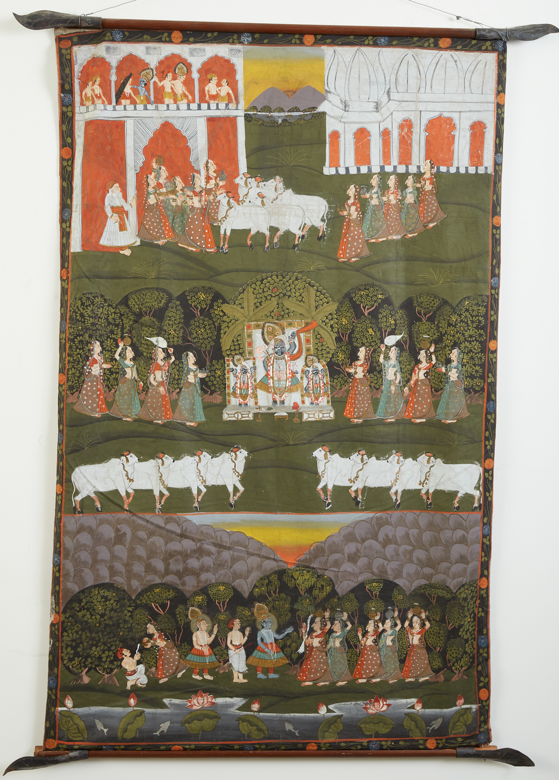 Indian Pichhavai Shrinathji Painting on Silk - Image 2 of 3