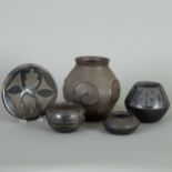 Group of 5 Blackware Pieces Florence Naranjo San Ildefonso Santa Clara