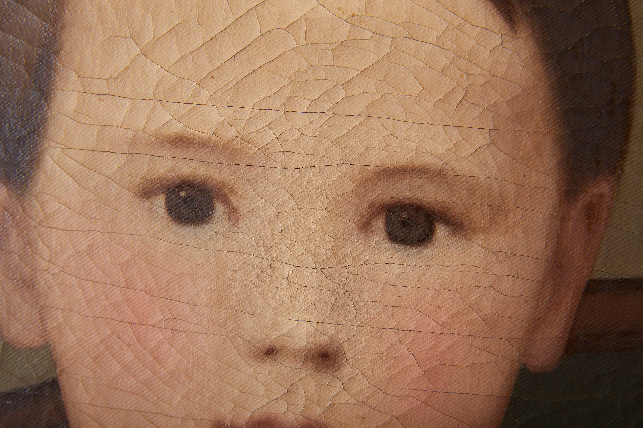 19th Century American School Folk Art Portrait of a Boy in a Blue Shirt - Image 3 of 4