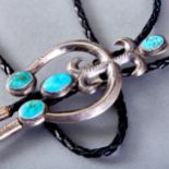 Zuni Juan de Dios Silver and Turquoise Bolo Tie