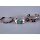 Three Navajo Silver and Turquoise Bracelets Fred Harvey Era