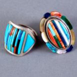 Group 2 Navajo Silver and Stone Inlay Rings Danny J. Stewart