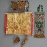 Group of Native American Beaded Items and Parfleche