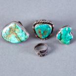 Group of 4 Native American Rings Navajo Fred Harvey Era Begay