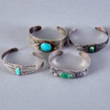 4 Native American Silver Cuff Bracelets Navajo Fred Harvey Era
