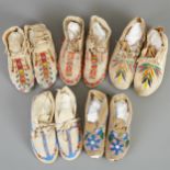 5 Pairs Early 20th c. Beaded Moccasins