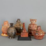 6 Ceramic Pre-Columbian Peruvian Figural Vessels