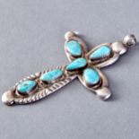 3 Silver and Turquoise Cross Pendants Navajo Zuni Horace Iule