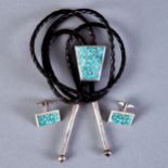 Zuni Inlay Bolo Tie and Cufflinks Alice Leekya Homer Bernard Homer