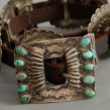 Concho Belt with Turquoise Early 20th c.