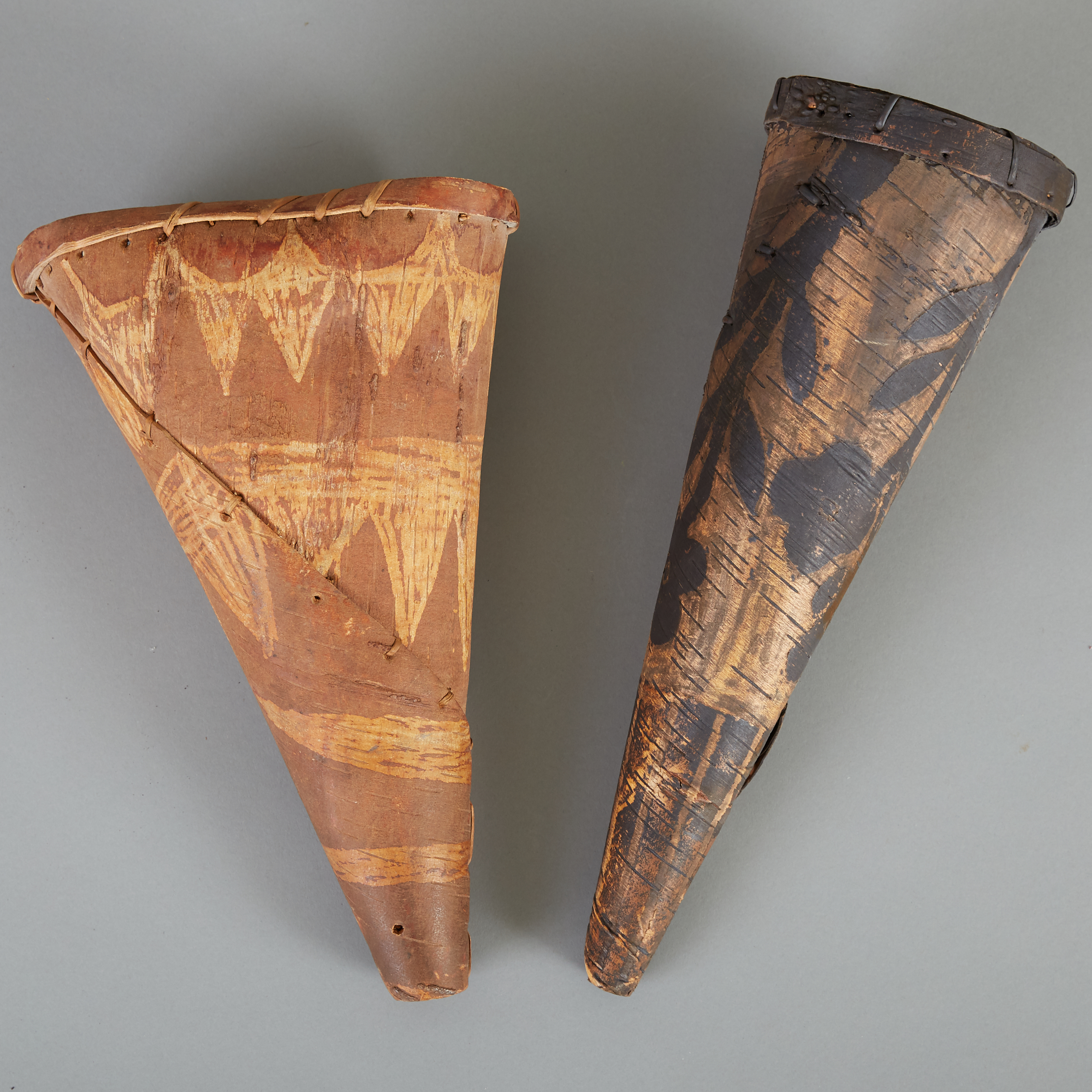 Group of 2 Ojibwe Birchbark Moose Calls Early 20th c.