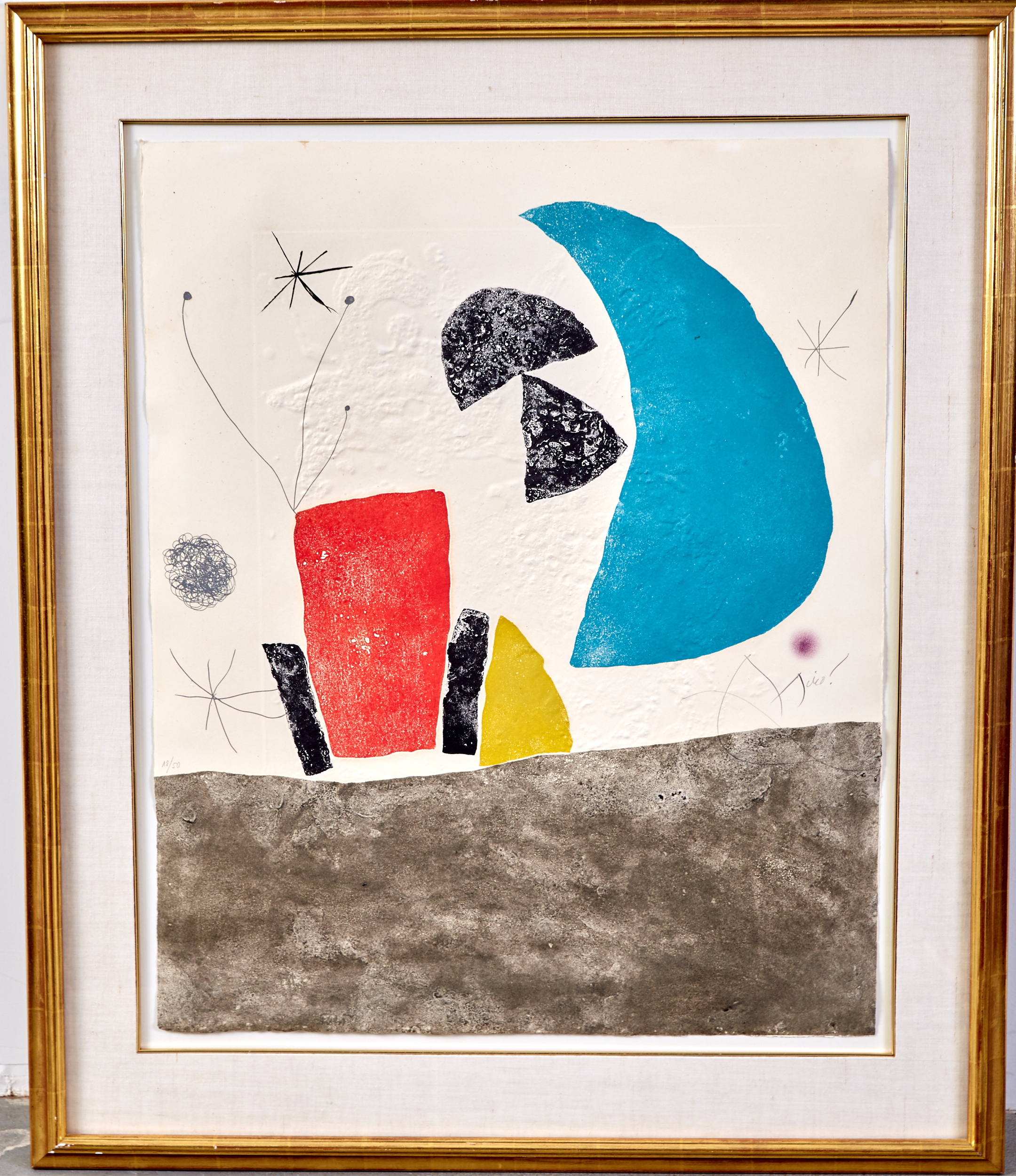 Joan Miro Espriu Aquatint Etching on Paper D.876 - Image 2 of 5