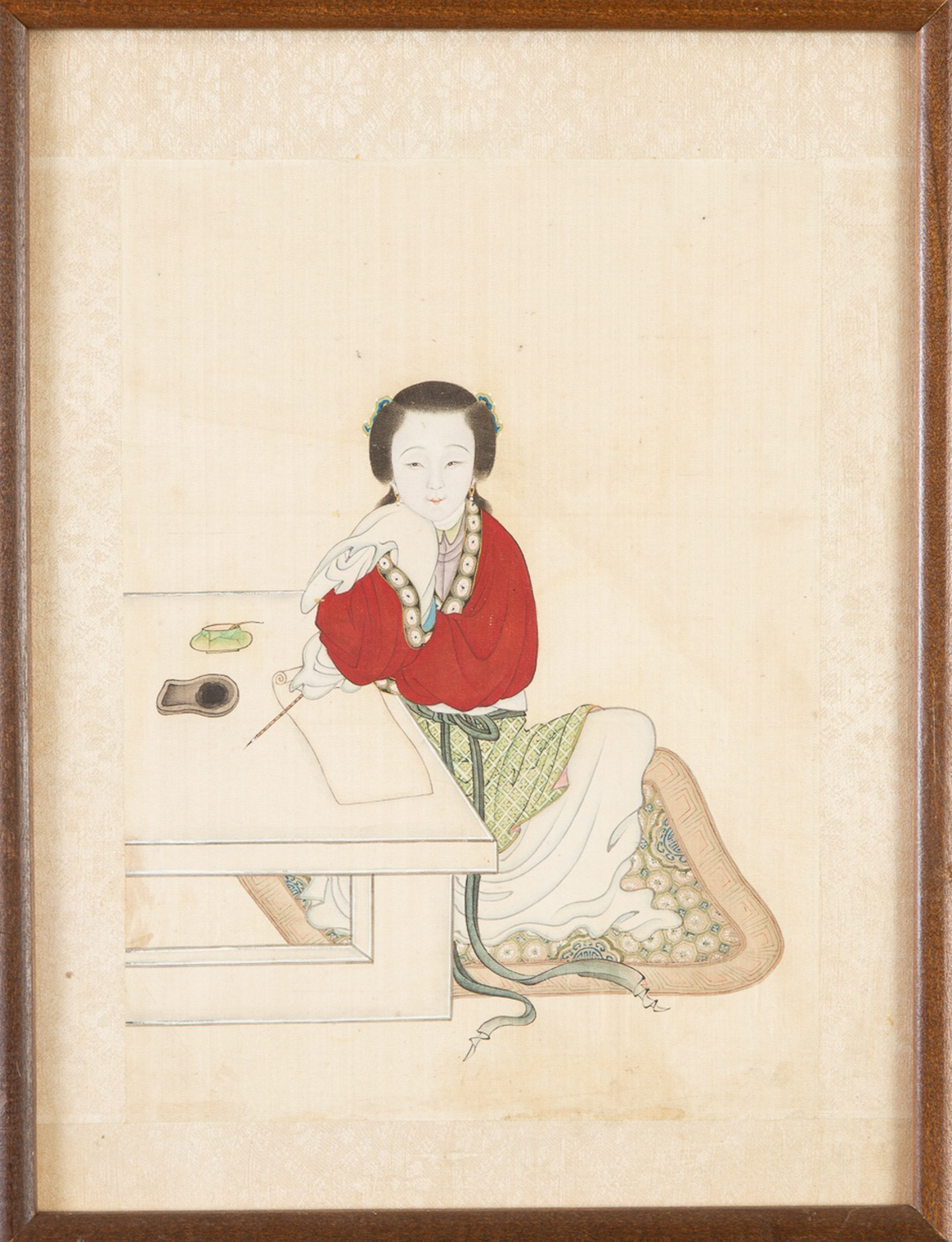 Grp: 2 Chinese Qing Gouache Paintings on Silk - Image 3 of 4