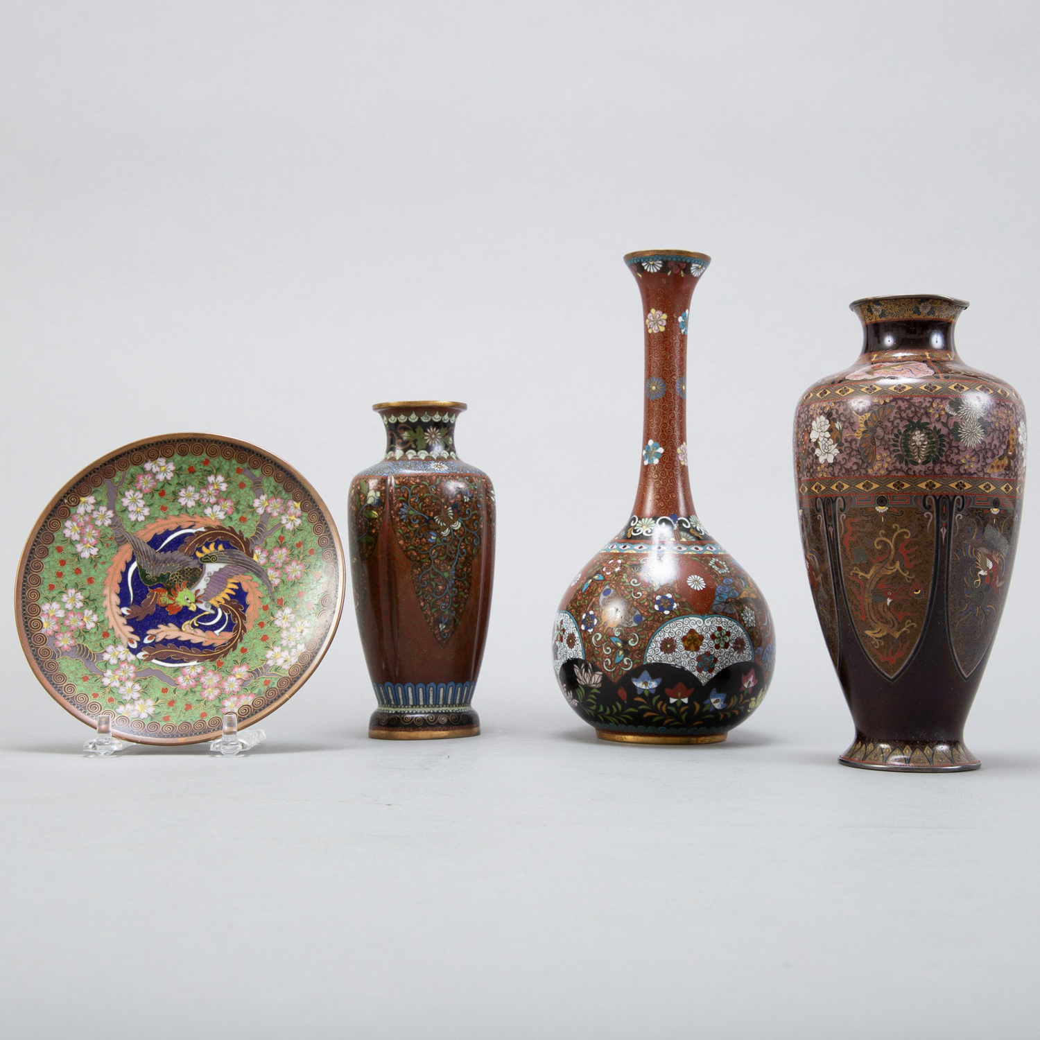 Grp 4 Japanese Meiji Cloisonne Pieces