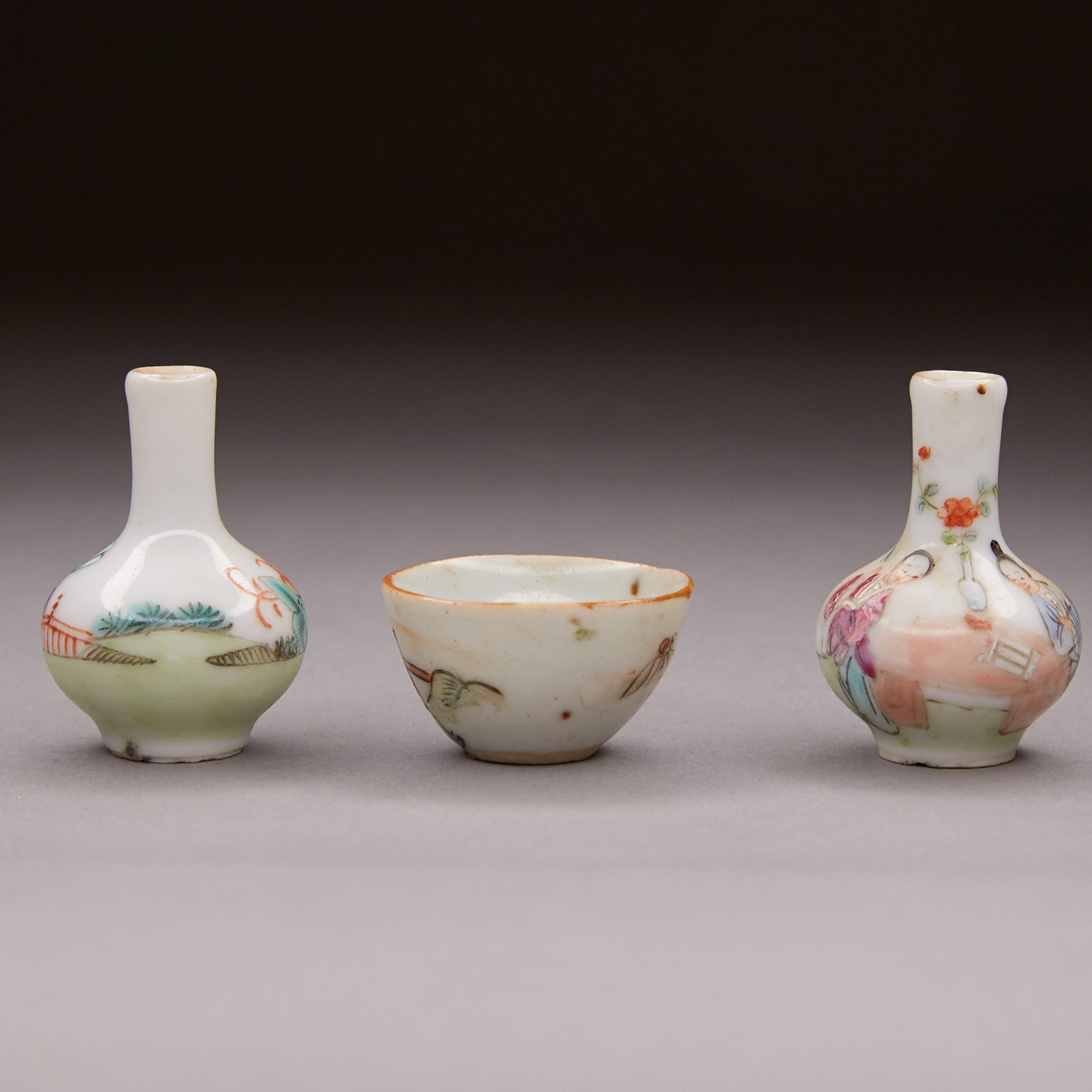 Grp:3 Late Qing Chinese Miniature Porcelain Objects - Image 2 of 4