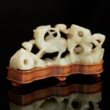 Chinese 19th c. Jade Brush Rest on Stand