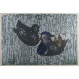 Kaoru Kawano Japanese Wood block Print of Ducks