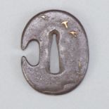 Japanese Edo Iron Tsuba with Birds and Reeds