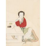 Grp: 2 Chinese Qing Gouache Paintings on Silk