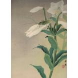 Tsuji Kako Flower Grasshopper Gouache Painting