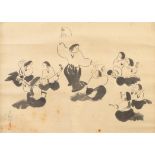 Late Edo Japanese Painting of Fan Dance