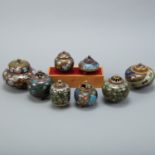 Grp: 8 Japanese Meiji Cloisonne Censers