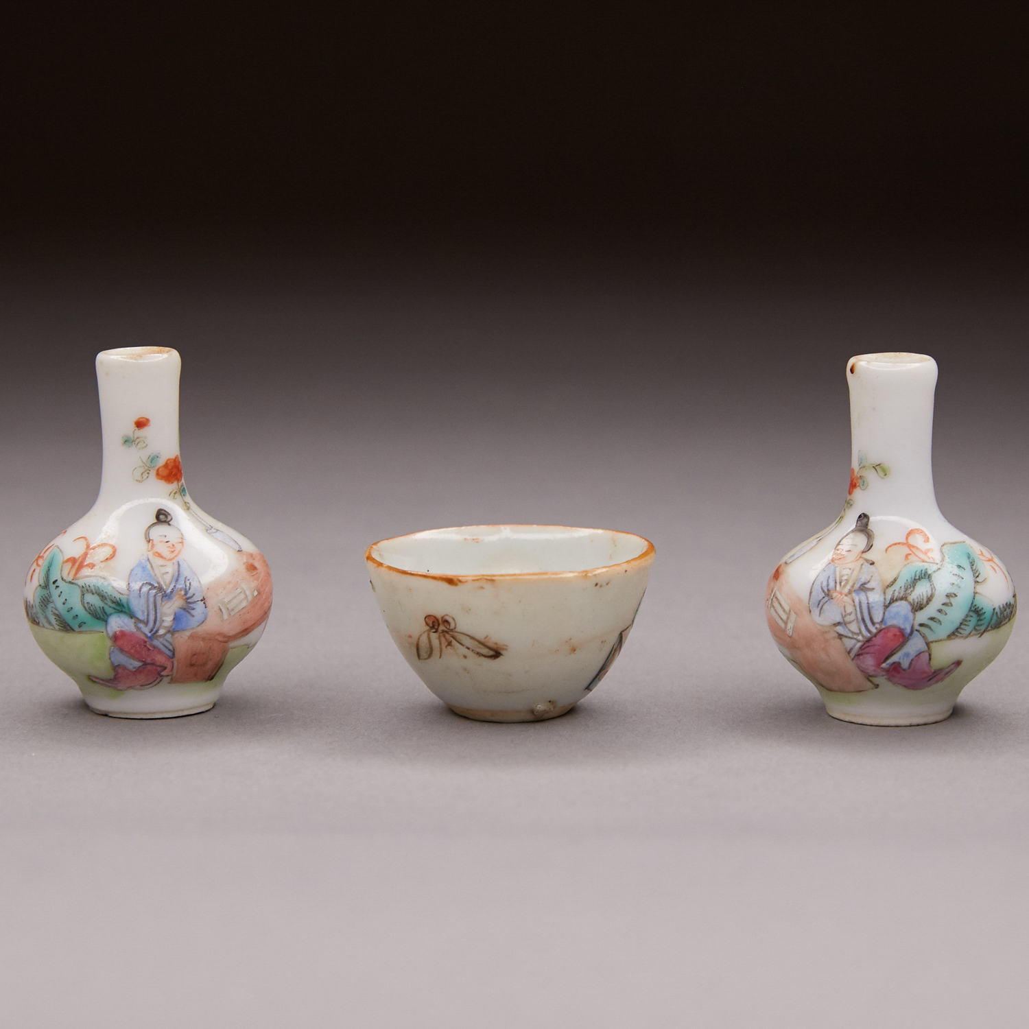 Grp:3 Late Qing Chinese Miniature Porcelain Objects - Image 3 of 4