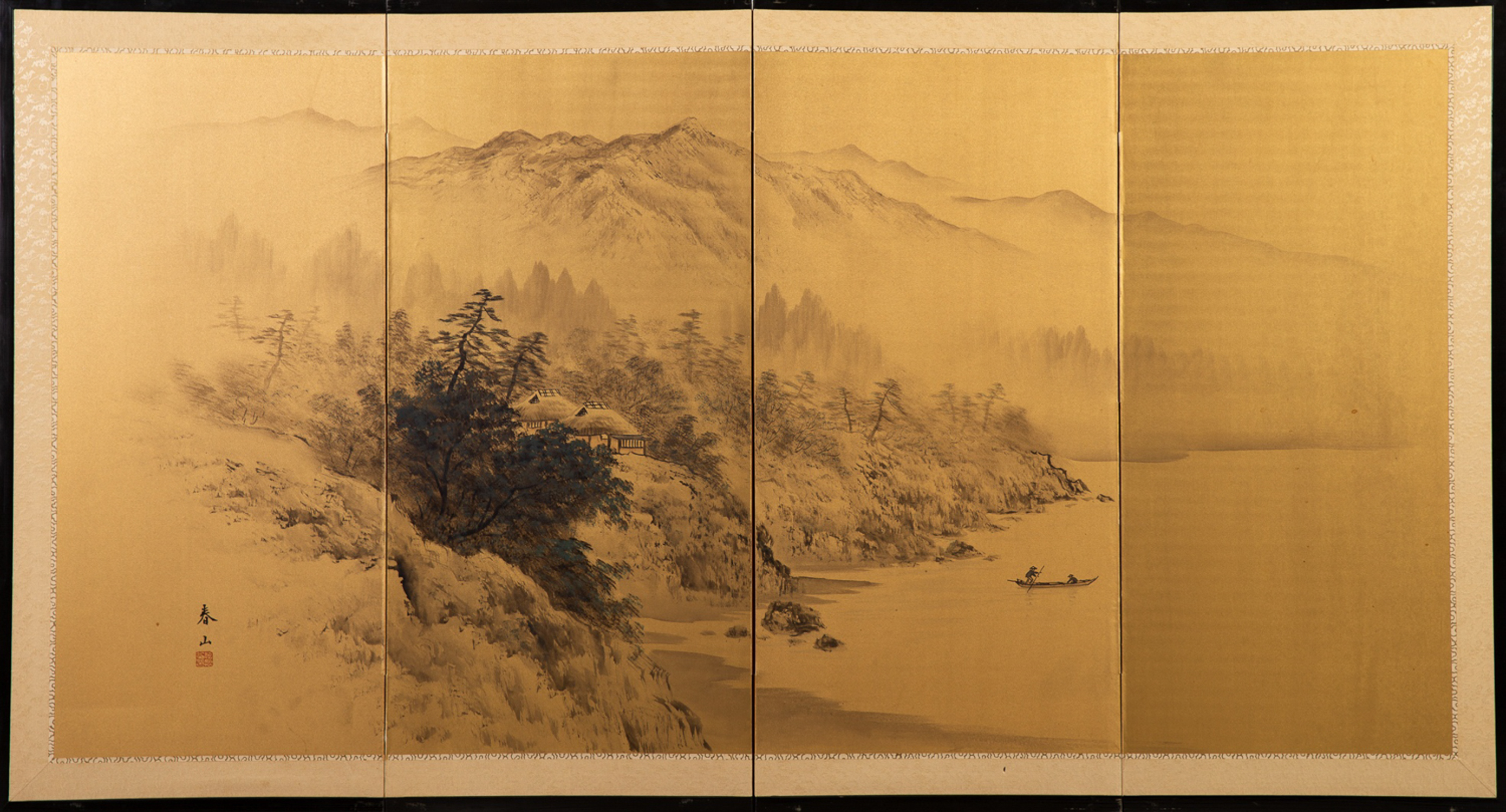 Japanese 4 Panel Floor Screen