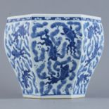 Chinese Porcelain Hexagonal Planter Cache Pot