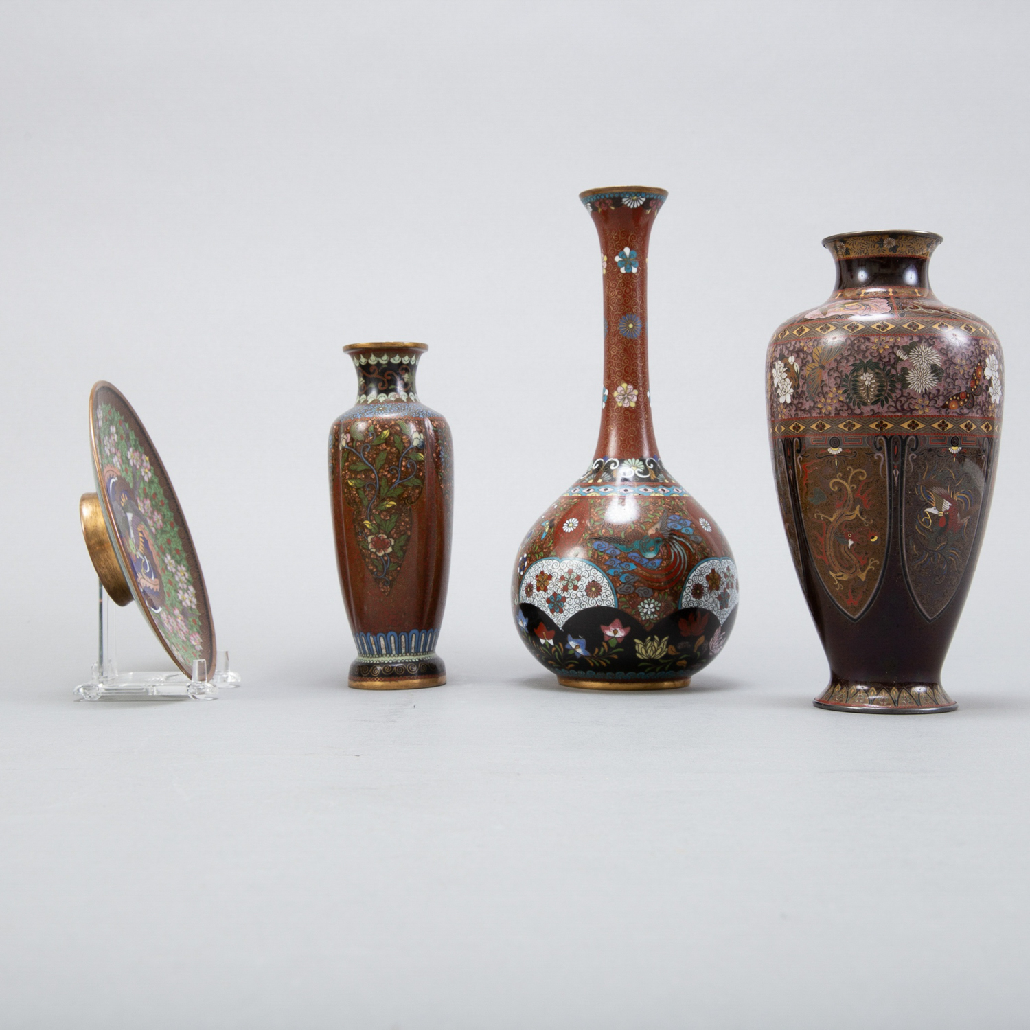 Grp 4 Japanese Meiji Cloisonne Pieces - Image 4 of 8