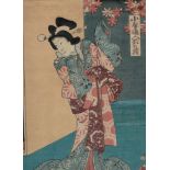 Grp:4 19th c. Japanese Woodblock Prints by Kunisada of Ladies