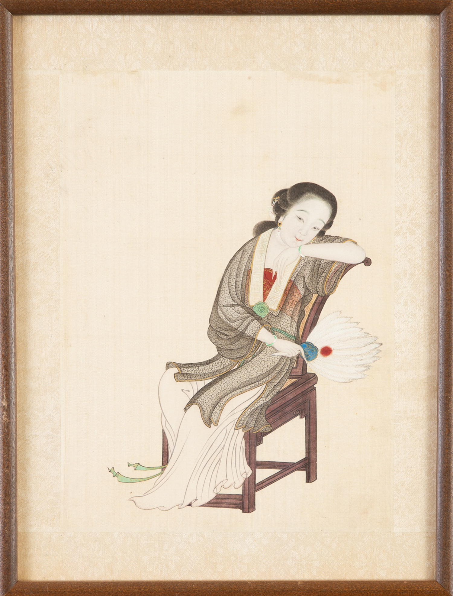 Grp: 2 Chinese Qing Gouache Paintings on Silk - Image 4 of 4