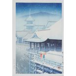 Hasui Kawase Japanese Woodblock Print Snow Scene