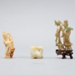 Grp:3 Chinese Carved Stone/Jade Figures Qing