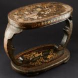 Japanese Lacquer and Mother of Pearl Stool