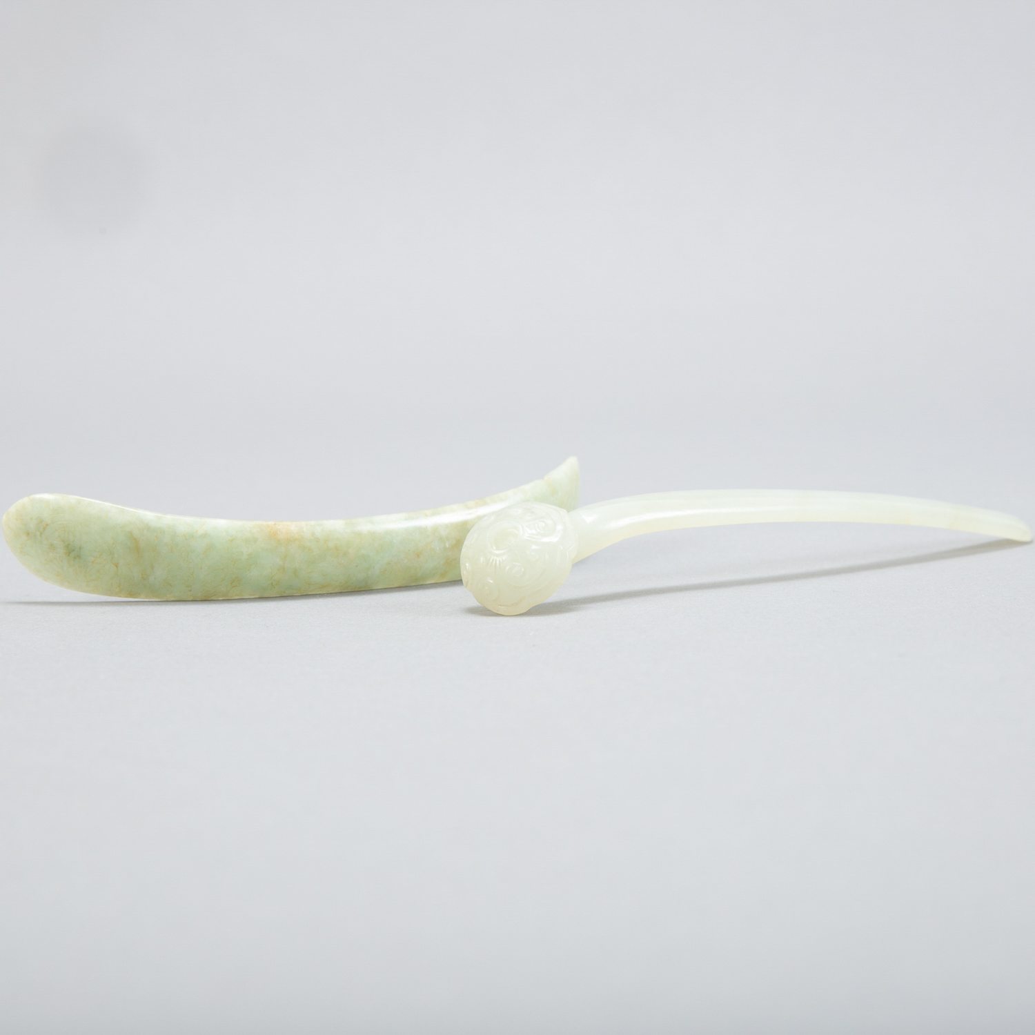 Grp:2 19th c. Chinese Pierced Jade Hair Pins