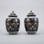 Pair 20th c. Chinese Cloisonne Vases