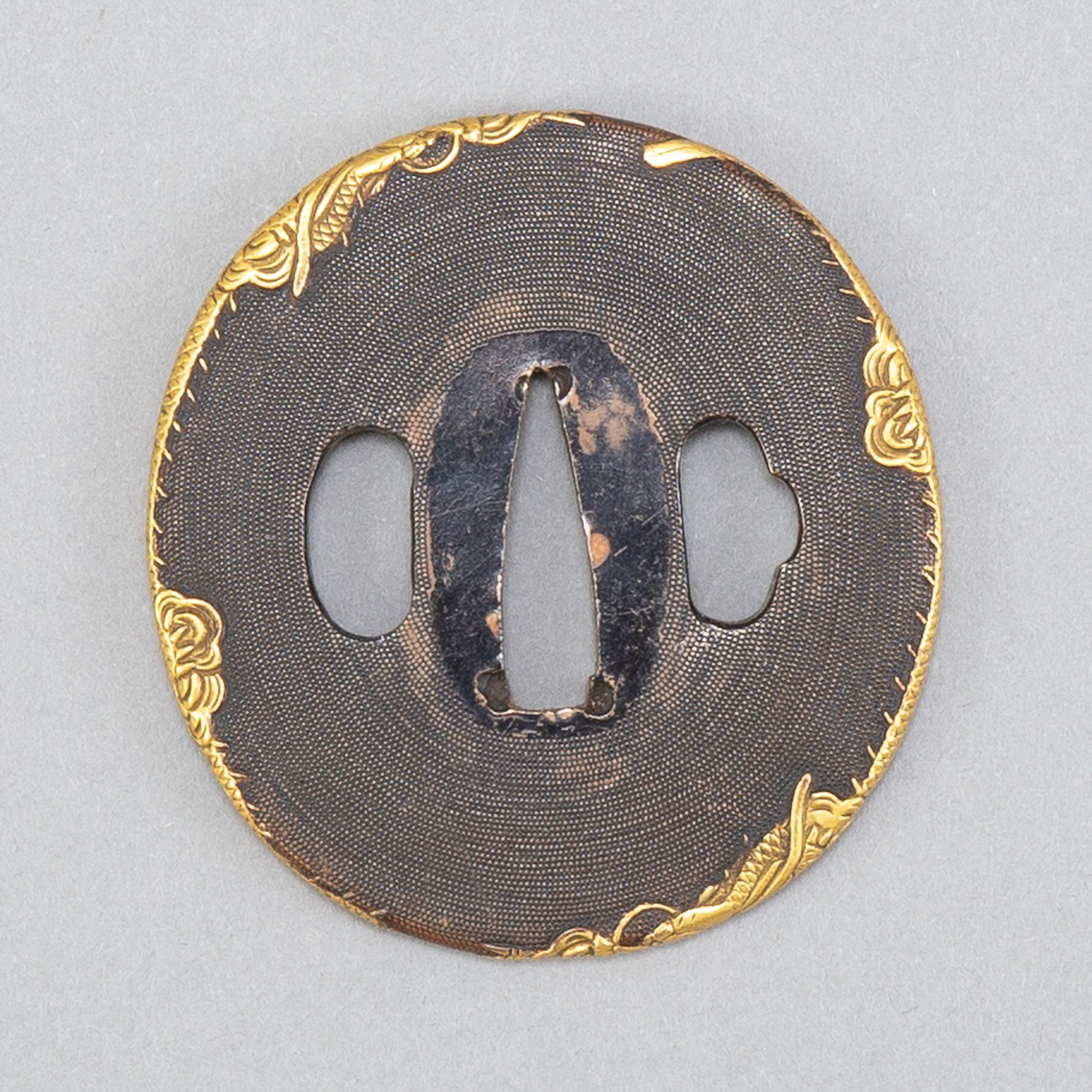 Japanese Edo Shakudo Plated Katana Tsuba Gold - Image 2 of 2